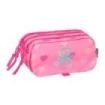 Safta Benetton Heart Portatodo - 3 Compartimentos con Cremalleras - Bolsillo Frontal - Cinta Adaptable - 1.72L - 215x80x100mm - Color Rosa