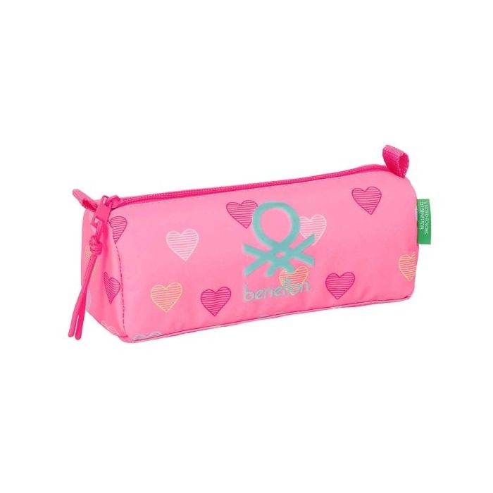 Safta Benetton Heart Portatodo - Cremallera - 1.20L - 210x70x80mm - Color Rosa