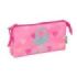 Safta Benetton Heart Portatodo - 3 Compartimentos con Cremalleras - Bolsillo Interior - 0.6L - 220x30x120mm - Color Rosa