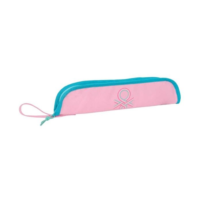 Safta Benetton Dolce Portaflautas - Interior Acolchado - Alojamiento para Varilla - Asa Lateral - Borde Reforzado - 0.6L - 370x20x80mm - Color Rosa Pastel