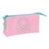 Safta Benetton Dolce Portatodo - 3 Compartimentos con Cremalleras - Bolsillo Interior - 0.6L - 220x30x120mm - Color Rosa Pastel