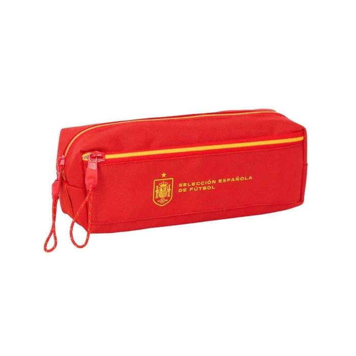Safta Seleccion Española de Futbol Portatodo - 3 Compartimentos con Cremalleras - Goma Elastica - 0.98L - 220x60x85mm - Color Rojo