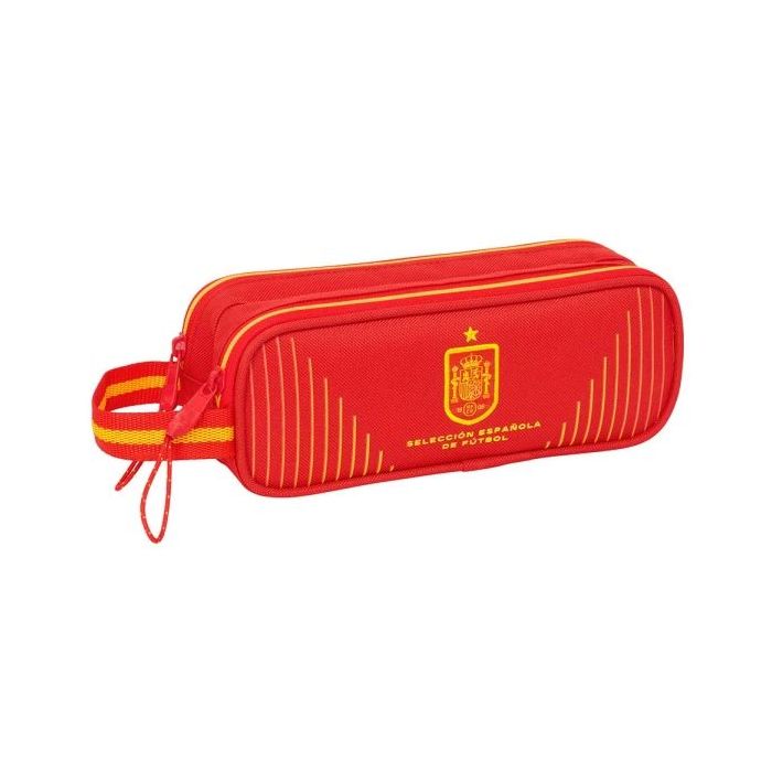 Safta Seleccion Española de Futbol Portatodo - 2 Compartimentos con Cremalleras - Asa Lateral - 1L - 210x60x80mm - Color Rojo
