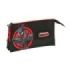 Safta Miles Morales Portatodo - 3 Compartimentos con Cremalleras - Bolsillo Interior - 0.6L - 220x30x120mm - Color Negro y Rojo