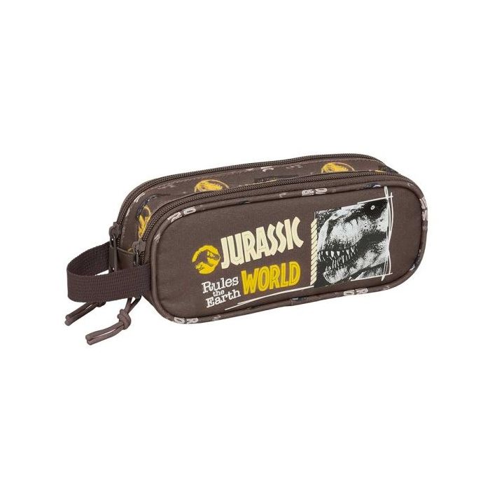 Safta Jurassic World Portatodo - 2 Compartimentos con Cremalleras - Asa Lateral - 1L - 210x60x80mm - Color Marron