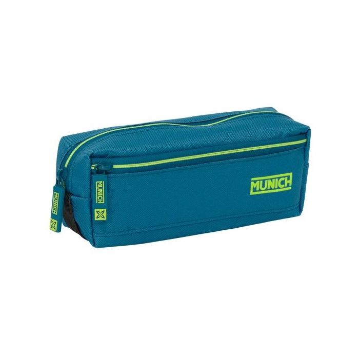 Safta Munich Land Portatodo - 3 Compartimentos con Cremalleras - Goma Elastica - 0.98L - 220x60x85mm - Color Azul Oscuro