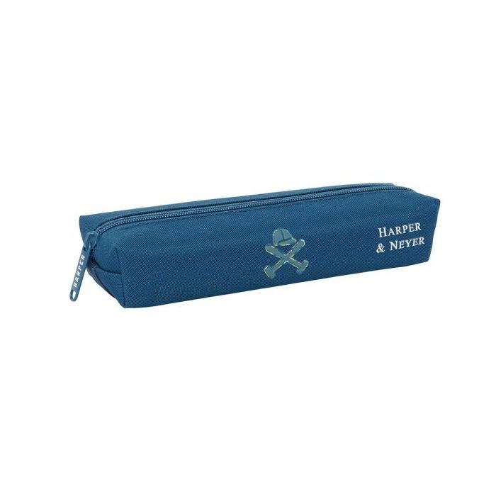 Safta Harper and Neyer Portatodo - Cremallera - Goma Elastica - 0.53L - 220x70x40mm - Color Azul Marino