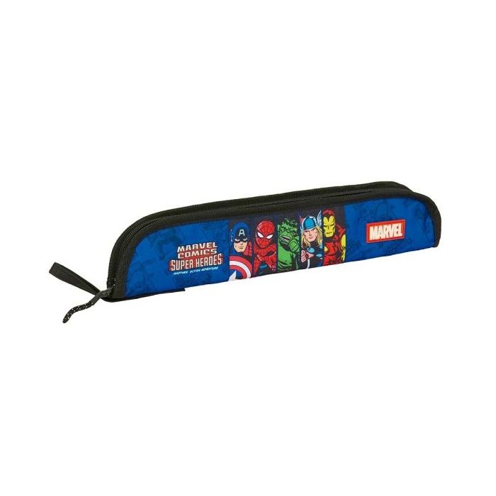 Safta Avengers Portaflautas - Interior Acolchado - Alojamiento para Varilla - Asa Lateral - Borde Reforzado - 0.6L - 370x20x80mm - Color Azul Oscuro