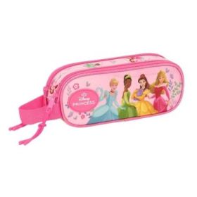 Safta Princesas Disney Portatodo - 2 Compartimentos con Cremalleras - Asa Lateral - 1L - 210x60x80mm - Color Rosa