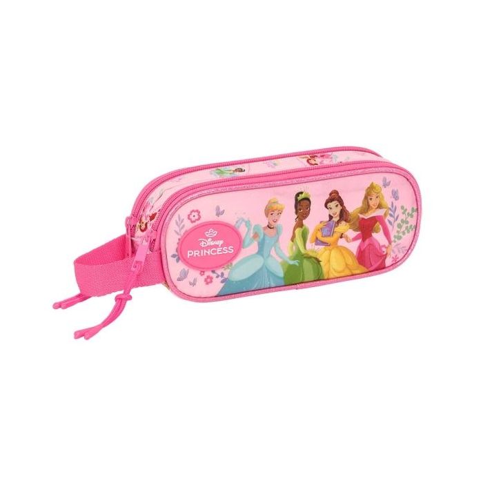 Safta Princesas Disney Portatodo - 2 Compartimentos con Cremalleras - Asa Lateral - 1L - 210x60x80mm - Color Rosa
