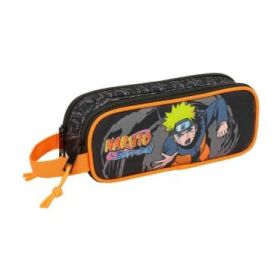 Safta Naruto Portatodo - 2 Compartimentos con Cremalleras - Asa Lateral - 1L - 210x60x80mm - Color Negro