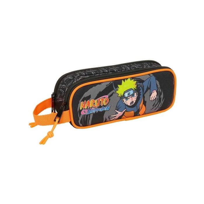 Safta Naruto Portatodo - 2 Compartimentos con Cremalleras - Asa Lateral - 1L - 210x60x80mm - Color Negro