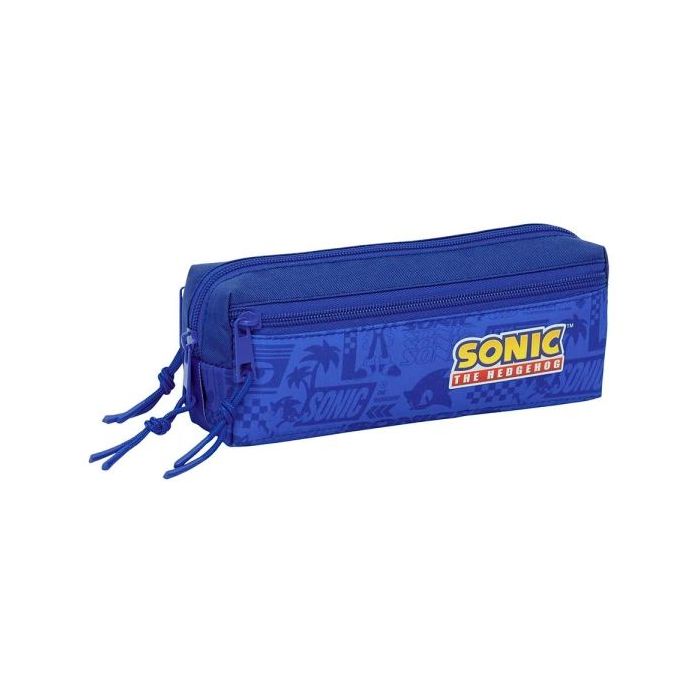Safta Sonic Portatodo - 3 Compartimentos con Cremalleras - Goma Elastica - 0.98L - 220x60x85mm - Color Azul Oscuro
