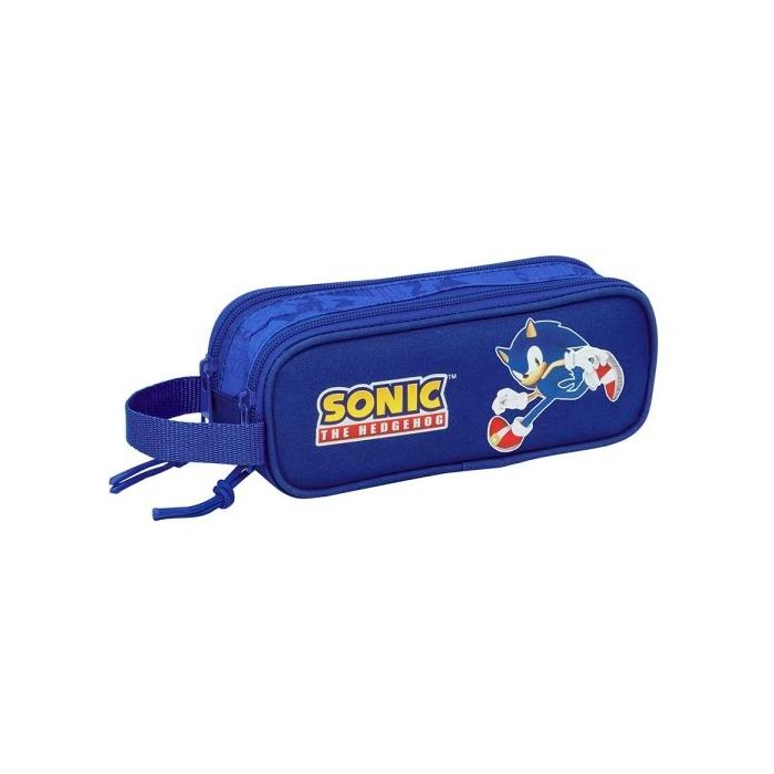 Safta Sonic Portatodo - 2 Compartimentos con Cremalleras - Asa Lateral - 1L - 210x60x80mm - Color Azul Oscuro