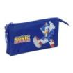 Safta Sonic Portatodo - 3 Compartimentos con Cremalleras - Bolsillo Interior - 0.6L - 220x30x120mm - Color Azul Oscuro