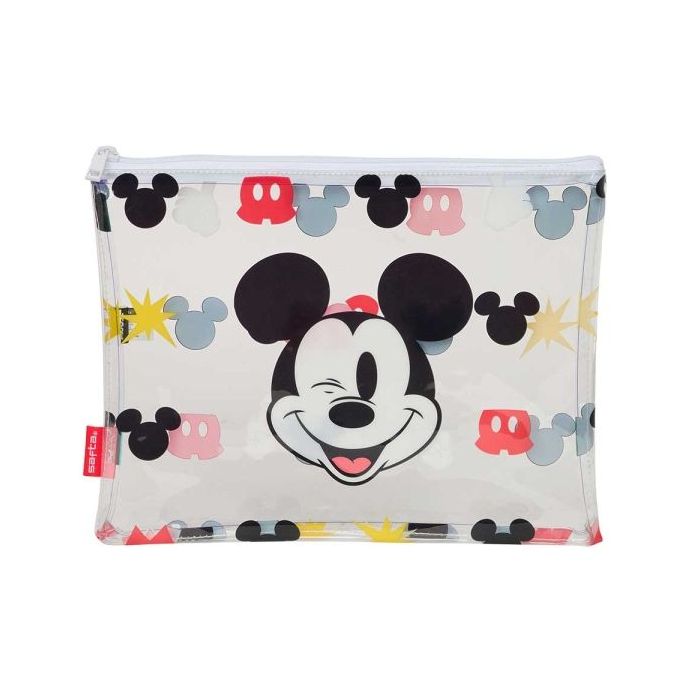 Safta Mickey Mouse Beach Bolsa de Verano - Cremallera - 2L - Ligera y Facil de Llevar - Ideal para Playa y Piscina - 300x230mm - Color Blanco