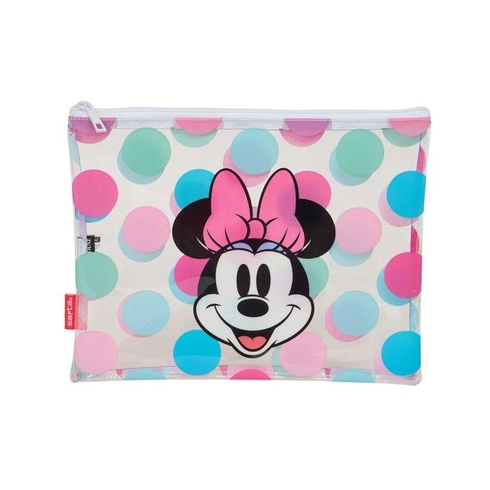Safta Minnie Mouse Beach Bolsa de Verano - Cremallera - 2L - Ligera y Duradera - Perfecta para Playa - 300x230mm - Color Transparente