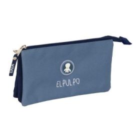 Safta el Pulpo Portatodo - 3 Compartimentos con Cremalleras - Bolsillo Interior - 0.6L - 220x30x120mm - Color Azul Oscuro