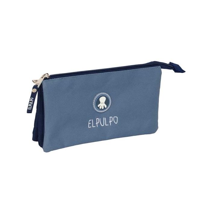 Safta el Pulpo Portatodo - 3 Compartimentos con Cremalleras - Bolsillo Interior - 0.6L - 220x30x120mm - Color Azul Oscuro