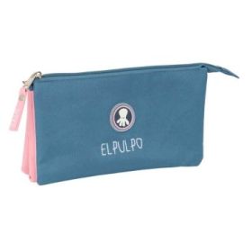 Safta el Pulpo Indigo Portatodo - 3 Compartimentos con Cremalleras - Bolsillo Interior - 0.6L - 220x30x120mm - Color Azul