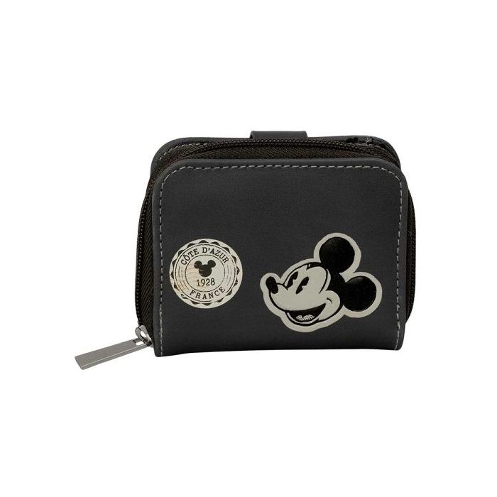 Safta Mickey Mouse Monedero con Billetera - Compartimento para Billetes y Tarjetas - Cierre con Iman - Compartimento para Monedas - 0.10L - 110x20x95mm - Color Negro