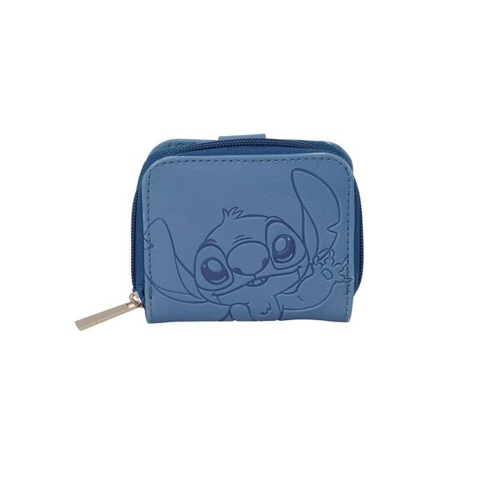 Safta Stitch Blue Monedero con Billetera - Cierre con Iman - Compartimento con Cremallera - 0.10L - 110x20x95mm - Color Azul