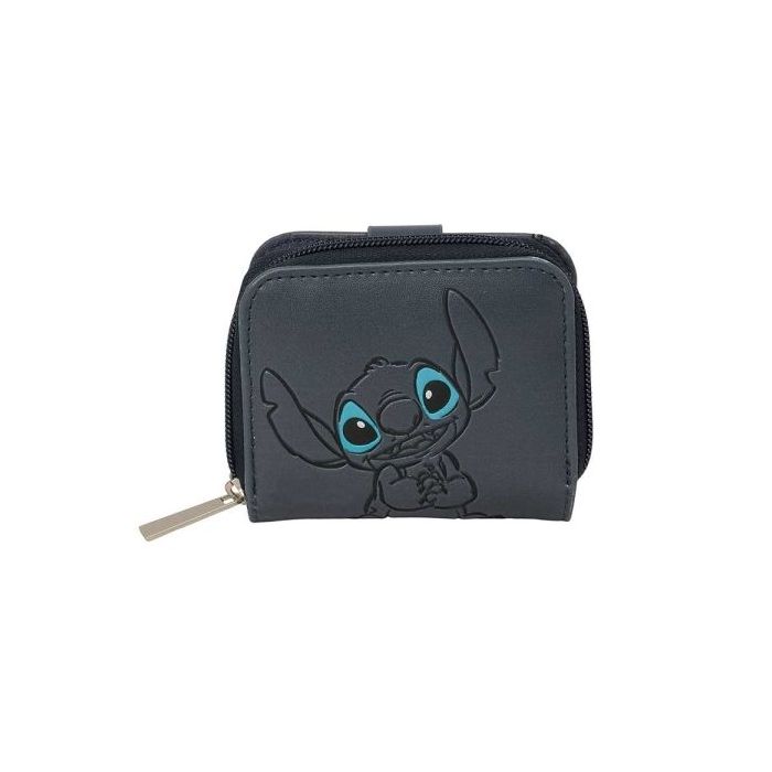 Safta Stitch Gray Monedero con Billetera - Compartimento para Billetes y Tarjetas - Cierre con Iman - Compartimento para Monedas - 0.10L - 110x20x95mm - Color Negro