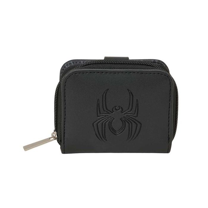 Safta Spider-Man Monedero con Billetera - Compartimento para Billetes y Tarjetas - Cierre con Solapa Imantada - Compartimento con Cremallera - 0.10L - 110x20x95mm - Color Negro