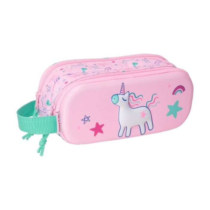 Safta Unicornio Portatodo - Cremallera - Asa Lateral - Color Rosa
