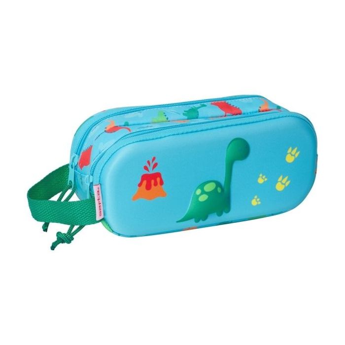 Safta Dino Portatodo - 2 Compartimentos con Cremalleras - Asa Lateral - Color Azul