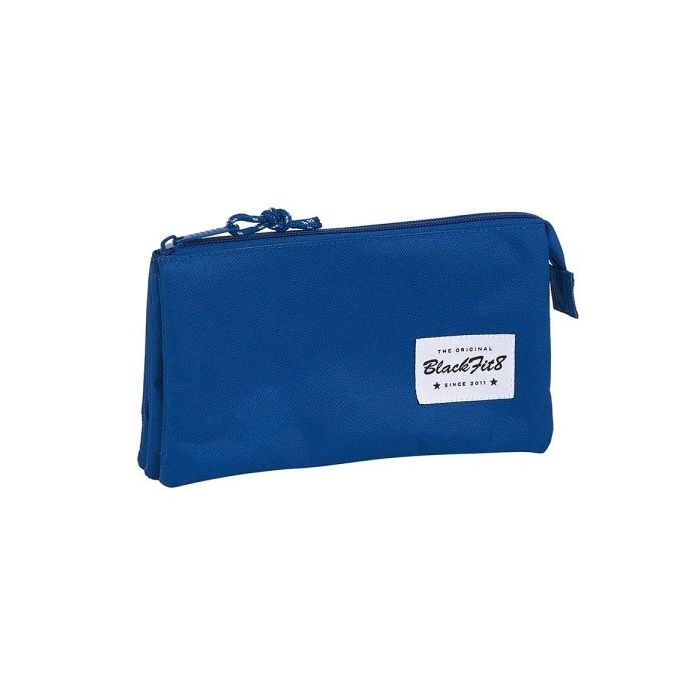 Safta Blackfit8 Oxford Portatodo - 3 Compartimentos con Cremalleras - Bolsillo Interior - 0.6L - 220x30x120mm - Color Azul Oscuro