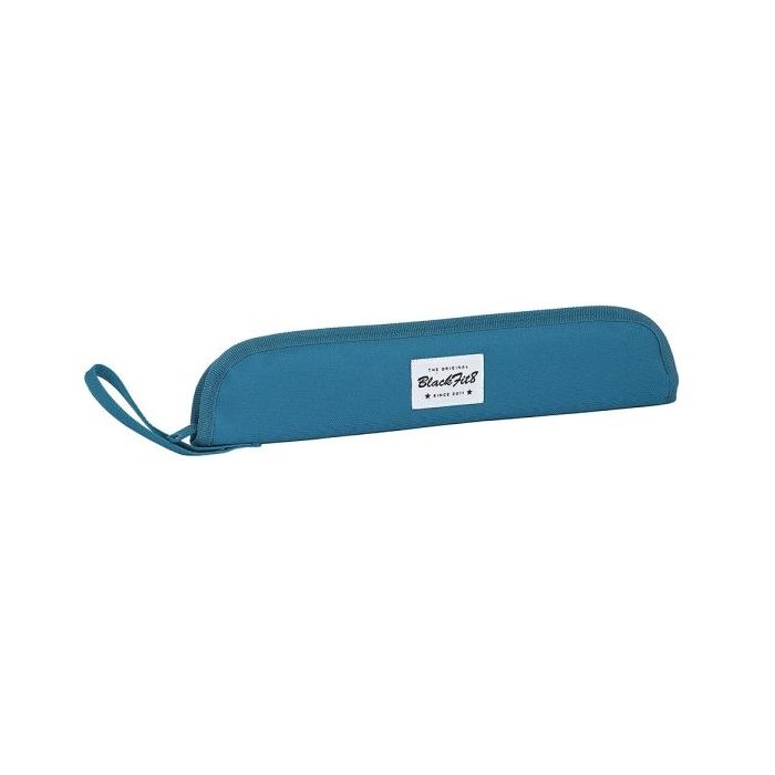 Safta Blackfit8 Egeo Portaflautas - Interior Acolchado - Alojamiento para Varilla - Asa Lateral - Borde Reforzado - 0.6L - 370x20x80mm - Color Azul