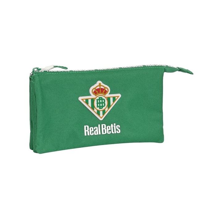 Safta Real Betis Balompie Portatodo - 3 Compartimentos con Cremalleras - Bolsillo Interior - 0.6L - 220x30x120mm - Color Verde