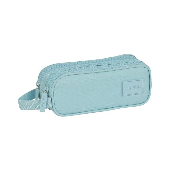 Safta Basic Portatodo - 2 Compartimentos con Cremalleras - Asa Lateral - 1L - 210x60x80mm - Color Turquesa
