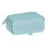 Safta Basic Portatodo - 3 Compartimentos con Cremalleras - Bolsillo Frontal - Cinta Adaptable - 1.72L - 215x80x100mm - Color Turquesa