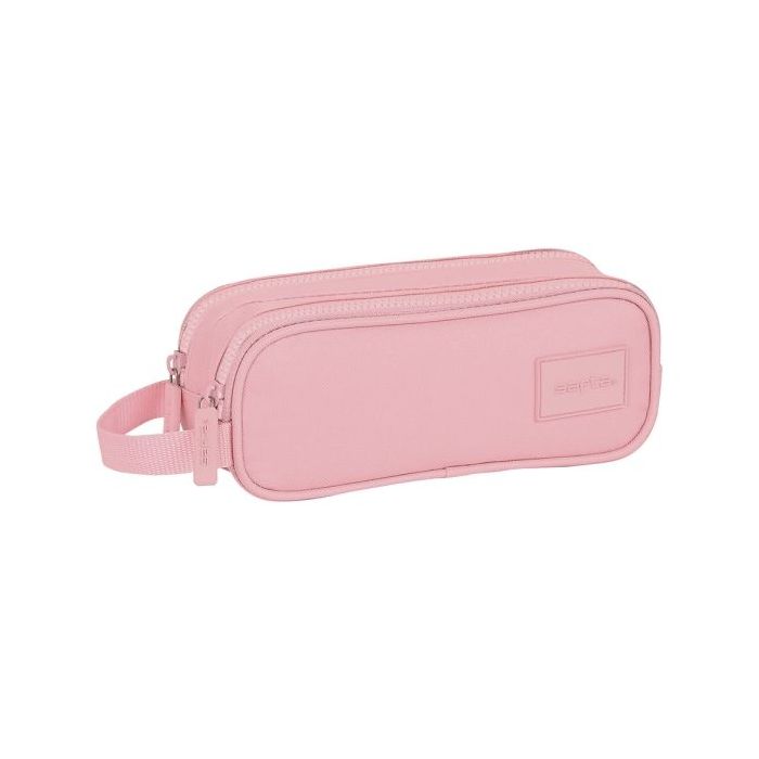 Safta Basic Portatodo - 2 Compartimentos con Cremalleras - Asa Lateral - 1L - 210x60x80mm - Color Rosa