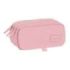 Safta Basic Portatodo - 3 Compartimentos con Cremalleras - Bolsillo Frontal - Cinta Adaptable - 1.72L - 215x80x100mm - Color Rosa