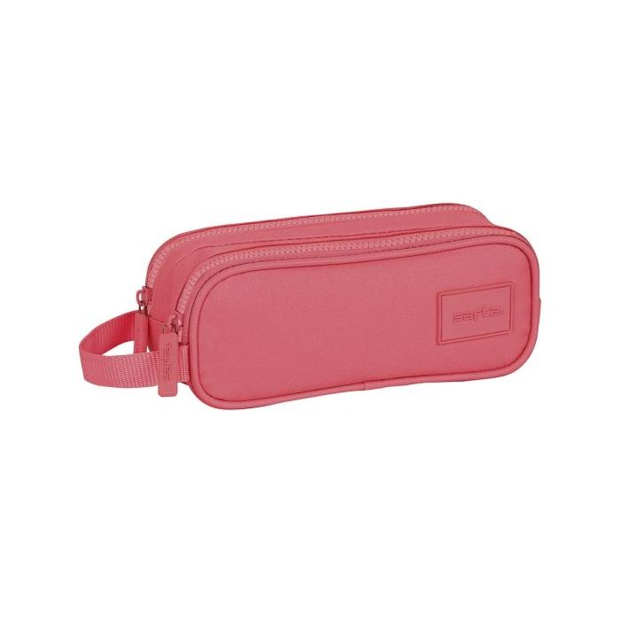 Safta Basic Portatodo - 2 Compartimentos con Cremalleras - Asa Lateral - 1L - 210x60x80mm - Color Rosa