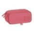 Safta Basic Portatodo - 3 Compartimentos con Cremalleras - Bolsillo Frontal - Cinta Adaptable - 1.72L - 215x80x100mm - Color Rosa