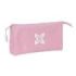 Safta Munich Basicos Portatodo - 3 Compartimentos con Cremalleras - Bolsillo Interior - 0.6L - 220x30x120mm - Color Rosa