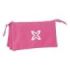 Safta Munich Basicos Fucsia Portatodo - 3 Compartimentos con Cremalleras - Bolsillo Interior - 0.6L - 220x30x120mm - Color Rosa