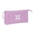 Safta Munich Basicos Lila Portatodo - 3 Compartimentos con Cremalleras - Bolsillo Interior - 0.6L - 220x30x120mm - Color Violeta