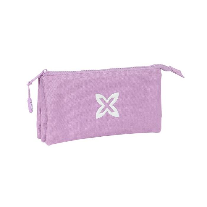 Safta Munich Basicos Lila Portatodo - 3 Compartimentos con Cremalleras - Bolsillo Interior - 0.6L - 220x30x120mm - Color Violeta