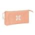 Safta Munich Basicos Peach Portatodo - 3 Compartimentos con Cremalleras - Bolsillo Interior - 0.6L - 220x30x120mm - Color Naranja
