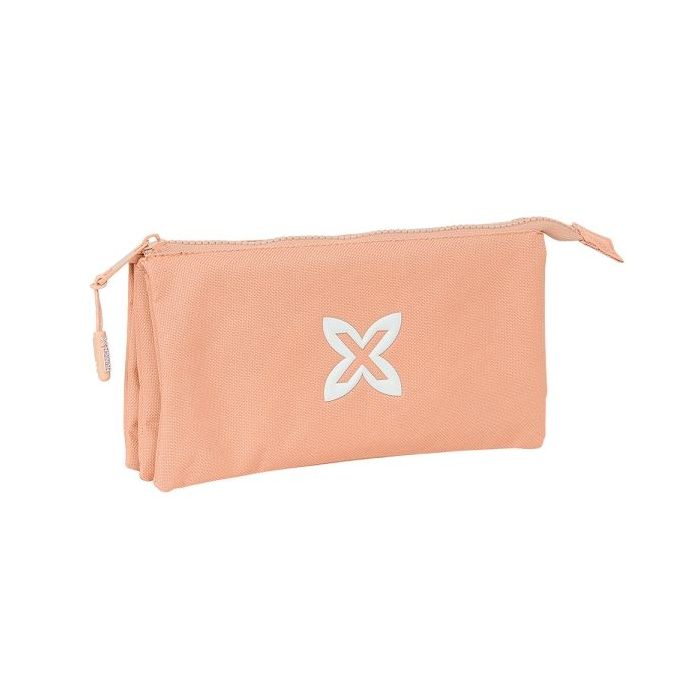 Safta Munich Basicos Peach Portatodo - 3 Compartimentos con Cremalleras - Bolsillo Interior - 0.6L - 220x30x120mm - Color Naranja