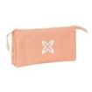 Safta Munich Basicos Peach Portatodo - 3 Compartimentos con Cremalleras - Bolsillo Interior - 0.6L - 220x30x120mm - Color Naranja