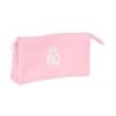 Safta Real Madrid Chica Portatodo - 3 Compartimentos con Cremalleras - 0.6L - Bolsillo Interior - 220x30x120mm - Color Rosa