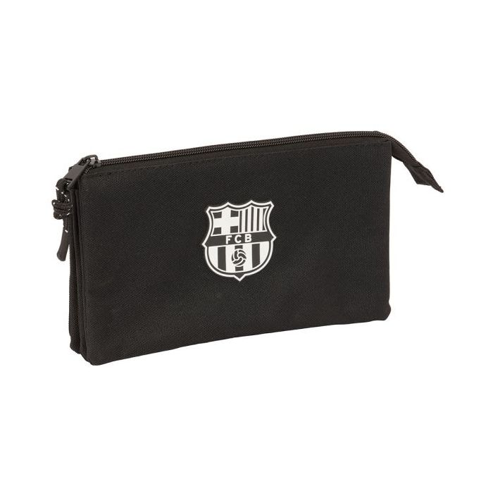 Safta F.C.Barcelona Chica Portatodo - 3 Compartimentos con Cremalleras - 0.6L - Bolsillo Interior - 220x30x120mm - Color Negro