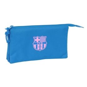 Safta F.C.Barcelona Chica Indigo Portatodo - 3 Compartimentos con Cremalleras - Bolsillo Interior - 0.6L - 220x30x120mm - Color Azul