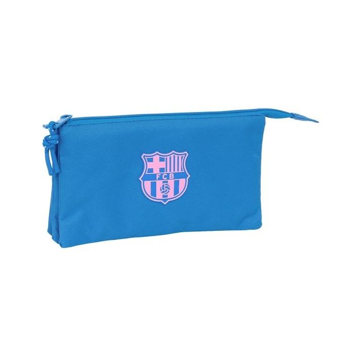 Safta F.C.Barcelona Chica Indigo Portatodo - 3 Compartimentos con Cremalleras - Bolsillo Interior - 0.6L - 220x30x120mm - Color Azul